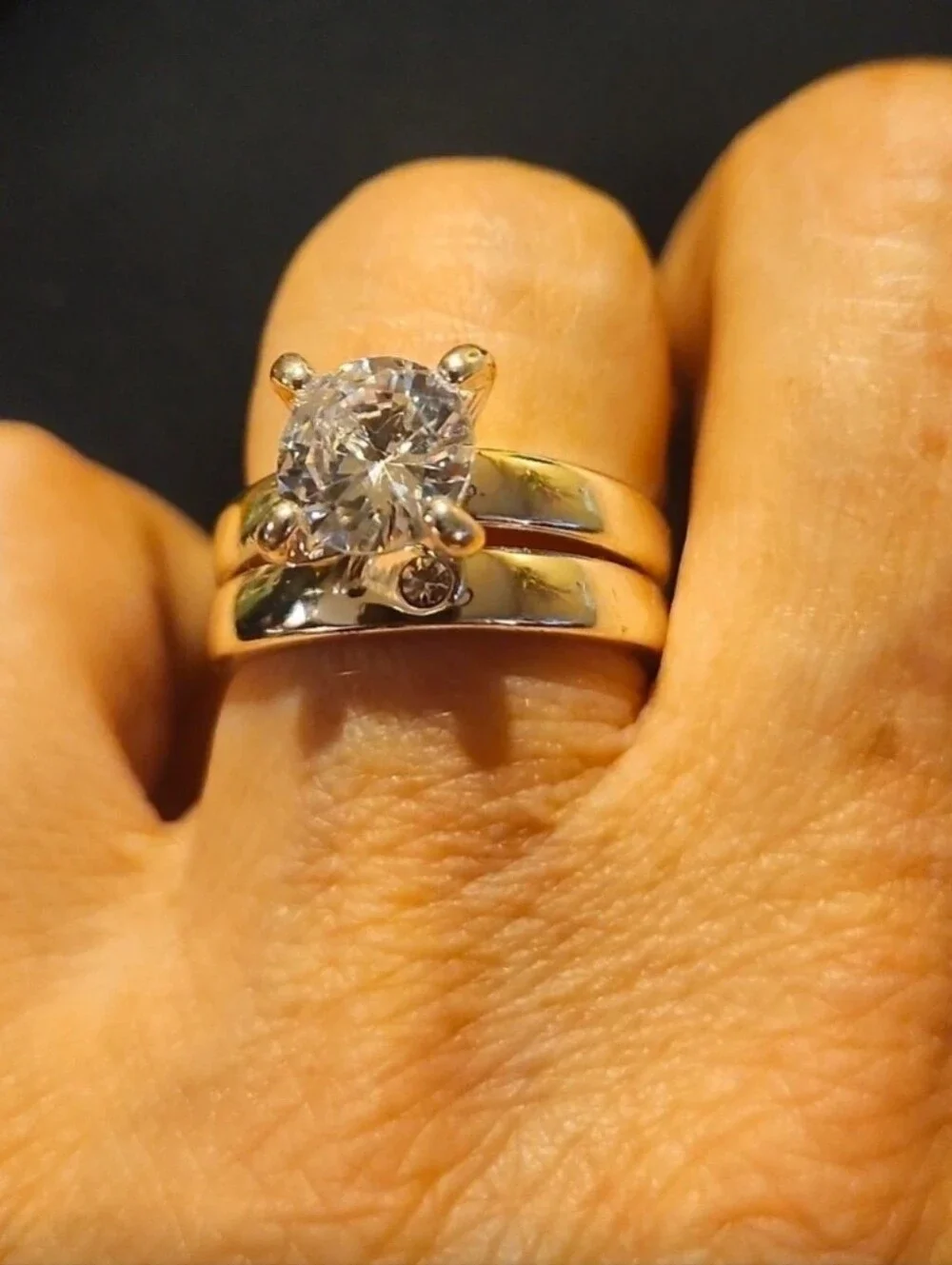Classic Solitaire Engagement Ring with Matching Band - White
